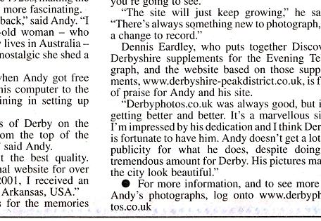 This feature was printed in The Derby Evening Telegraph newspaper on July 3rd 2004.